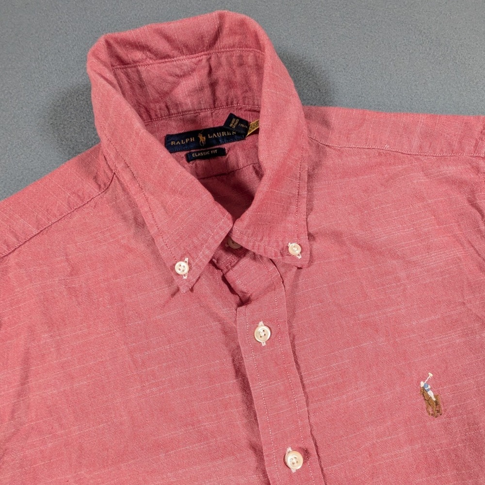 Ralph Lauren Button Down Shirt Mens Size Medium Coral Flesh Pony Classic Fit